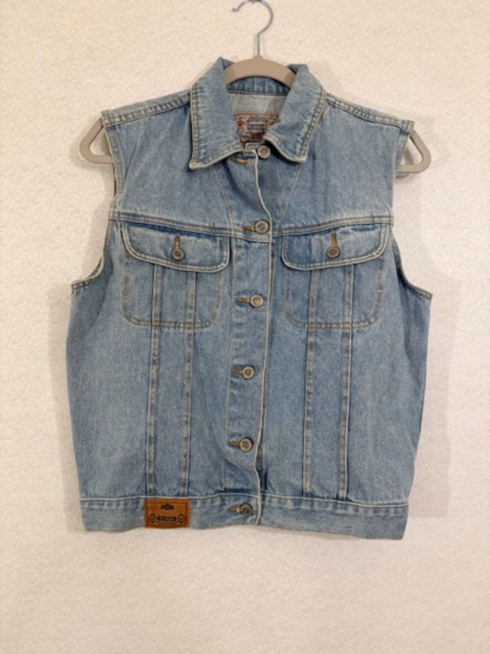 PS Gitano Denim Vest Womens Small Sleeveless Jacket Light Stone Wash Vintage